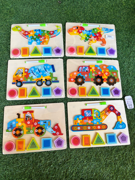 Wooden Puzzle Geometry shapes & board